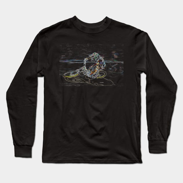 mtb downhill Long Sleeve T-Shirt by rickylabellevie